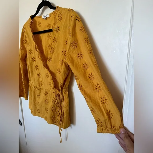 Madewell Scalloped Eyelet Wrap Top - Picture 7 of 9